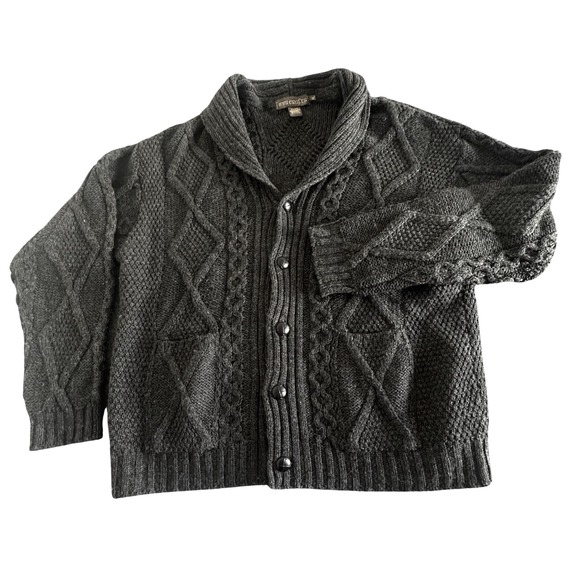 Inis Crafts Men's XL 100% Merino Wool Cable-Knit Cardigan Sweater - Picture 1 of 6